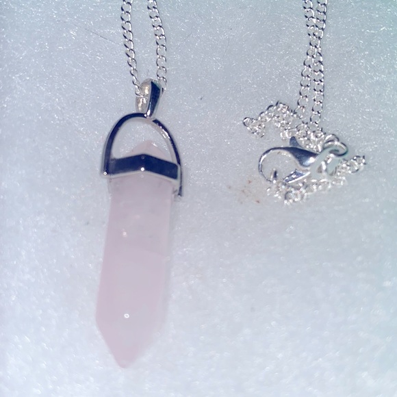 Hand Crafted Jewelry - Boho hippie Rose Quartz Sterling Silver 18” Necklace